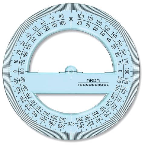 Goniometro ARDA Linea Tecnoschool polistirolo termoresistente azzurro trasparente 360° 12 cm - 405SS